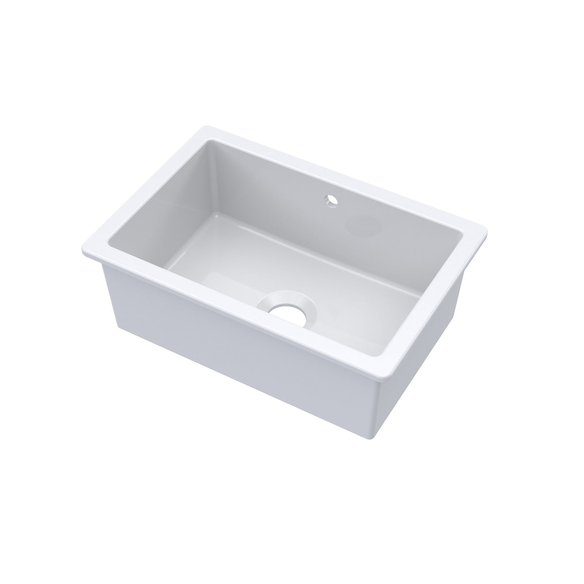Modern Splash 711mm x 482mm Fireclay White Single Bowl Rectangular Inset Sink With Central Waste And Overflow