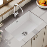Modern Splash 711mm x 482mm Fireclay White Single Bowl Rectangular Inset Sink With Central Waste And Overflow