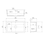 Modern Splash 762mm x 457mm Fireclay White Single Bowl Rectangular Inset Sink With Central Waste And Overflow