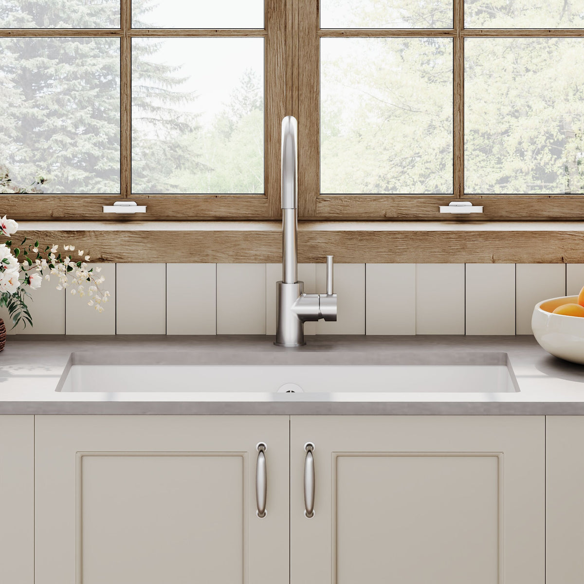 Modern Splash 762mm x 457mm Fireclay White Single Bowl Rectangular Inset Sink With Central Waste And Overflow