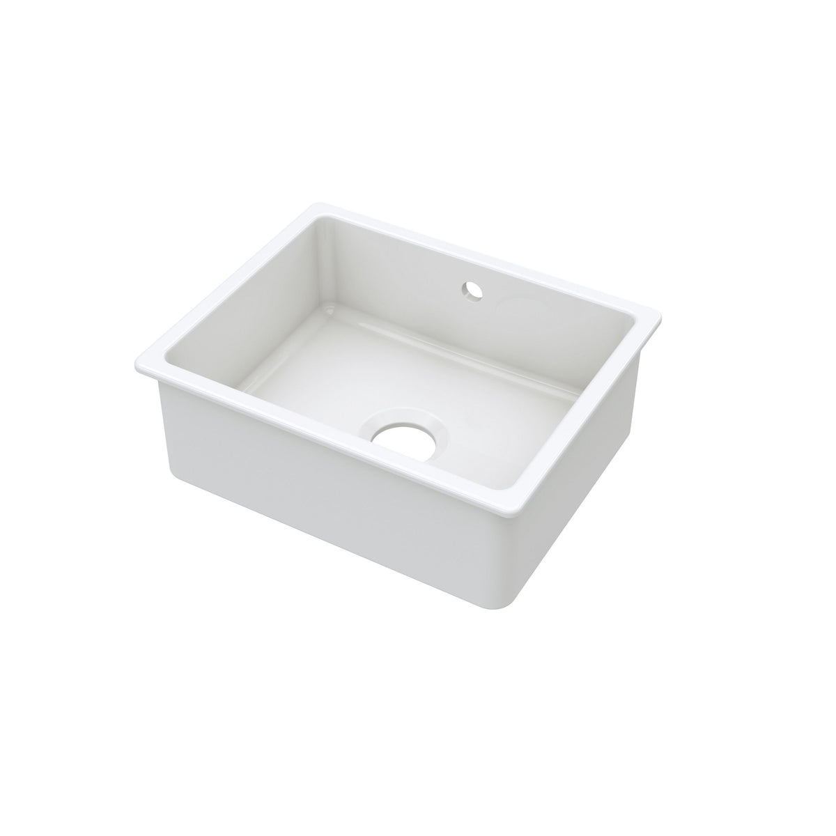 Modern Splash 548mm x 442mm Fireclay White Single Bowl Rectangular Inset Sink With Central Waste And Overflow