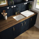 Modern Splash 548mm x 442mm Fireclay White Single Bowl Rectangular Inset Sink With Central Waste And Overflow