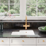 Modern Splash 549mm x 441mm Fireclay White Right-Hand 1.5 Bowl Rectangular Inset Sink