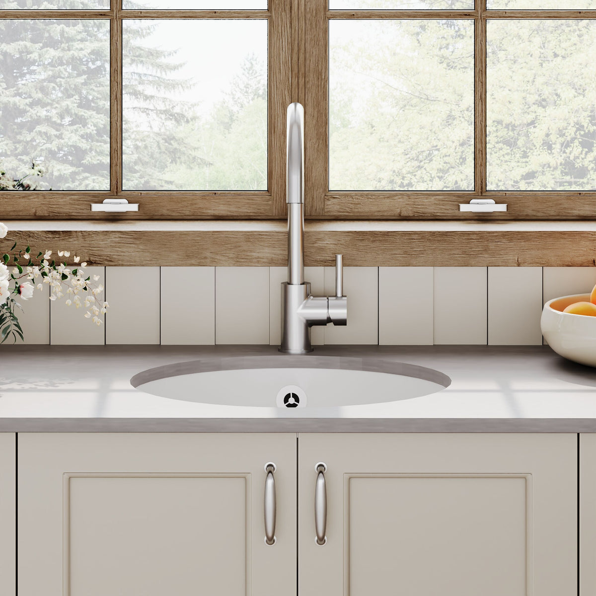 Modern Splash 460mm x 191mm Fireclay White Single Bowl Round Inset Sink With Central Waste And Overflow