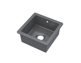 Modern Splash 457mm x 457mm Fireclay Soft Black Single Bowl Square Inset Sink With Central Waste And Overflow