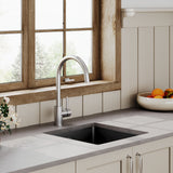 Modern Splash 457mm x 457mm Fireclay Soft Black Single Bowl Square Inset Sink With Central Waste And Overflow