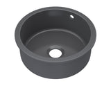 Modern Splash 460mm x 191mm Fireclay Soft Black Single Bowl Round Inset Sink With Central Waste And Overflow