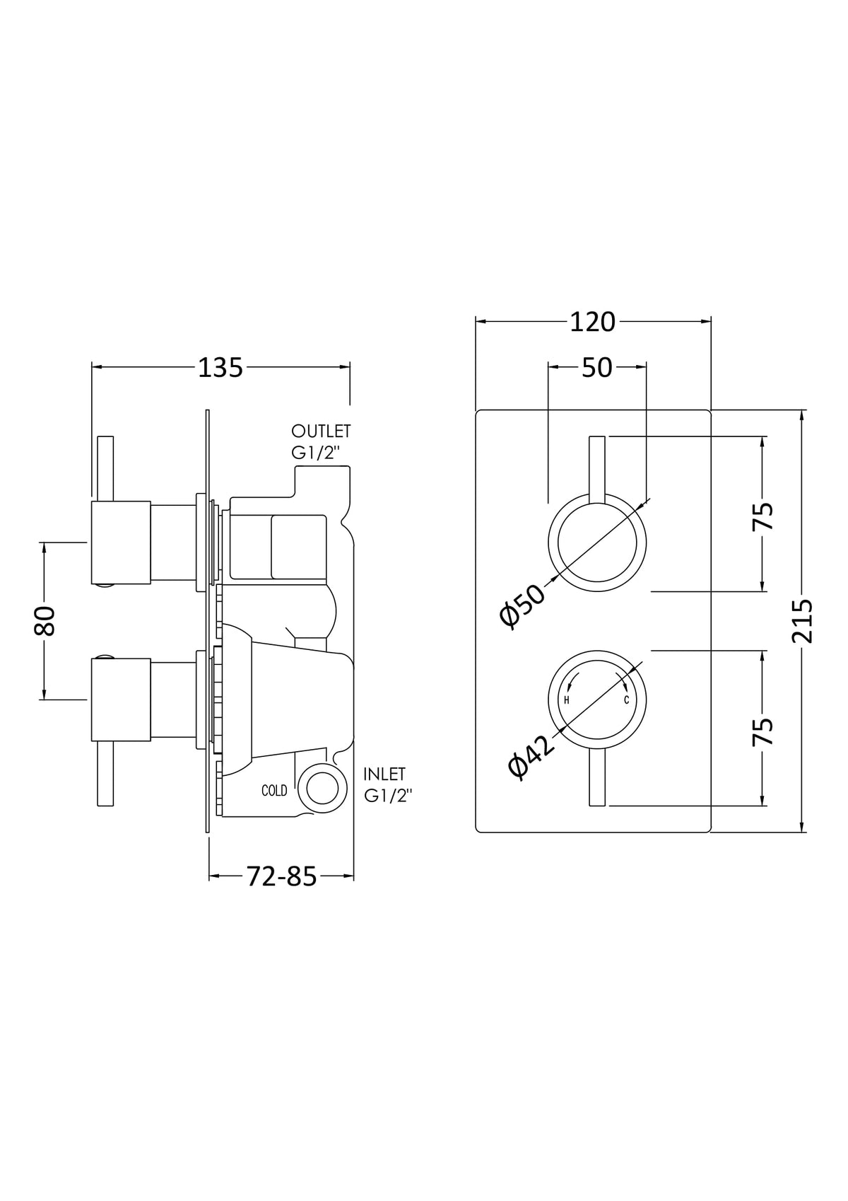 Modern Splash Chrome Twin Thermostatic Shower Valve