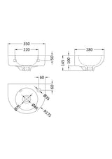 Modern Splash  Ramsay 1 Tap Hole 350mm Wall Hung Ceramic Basin