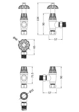 Satin Nickel Thermostatic Radiator Valve Pack