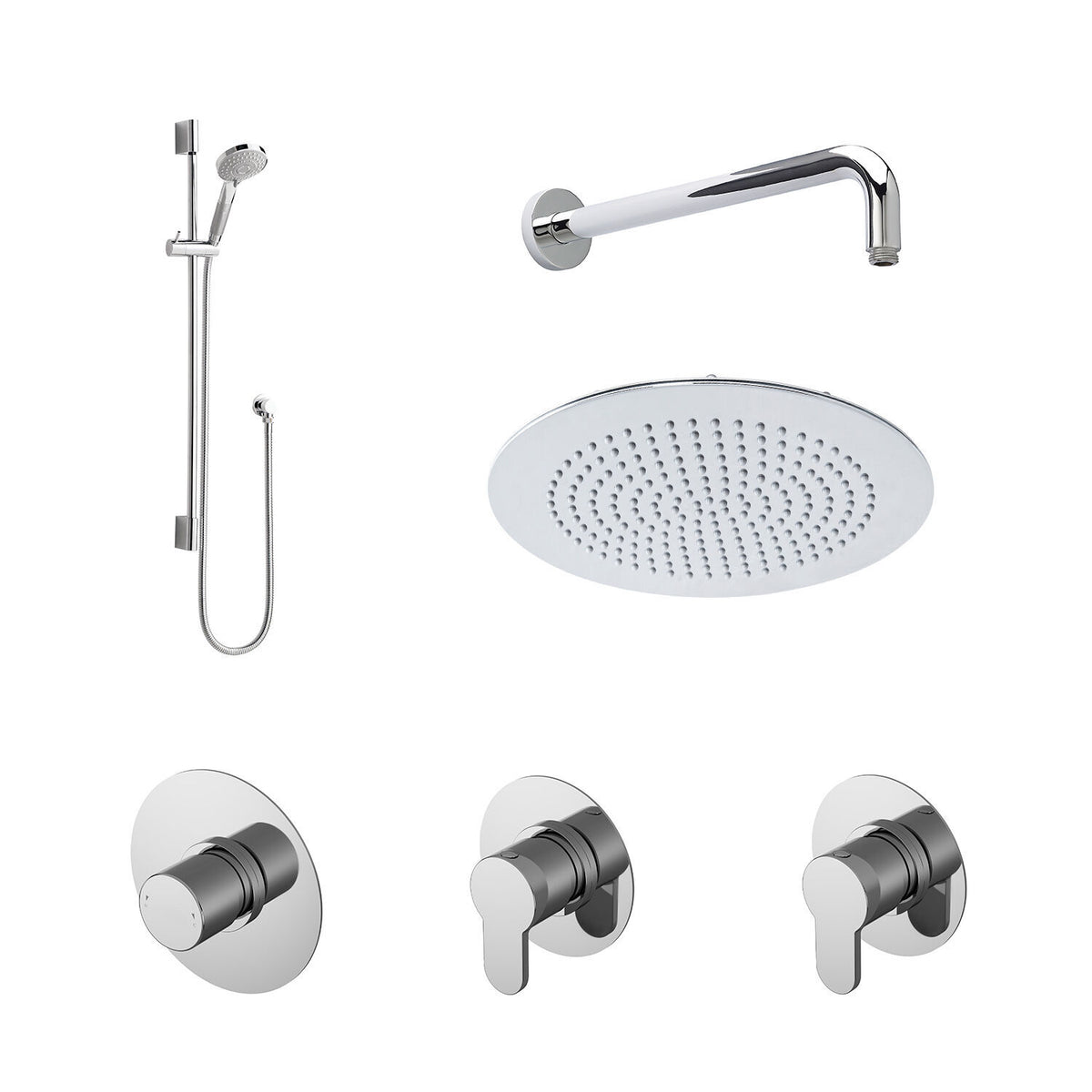 Modern Splash Chrome 2 Outlet Concealed Shower Valve With Stop Tap & Diverter