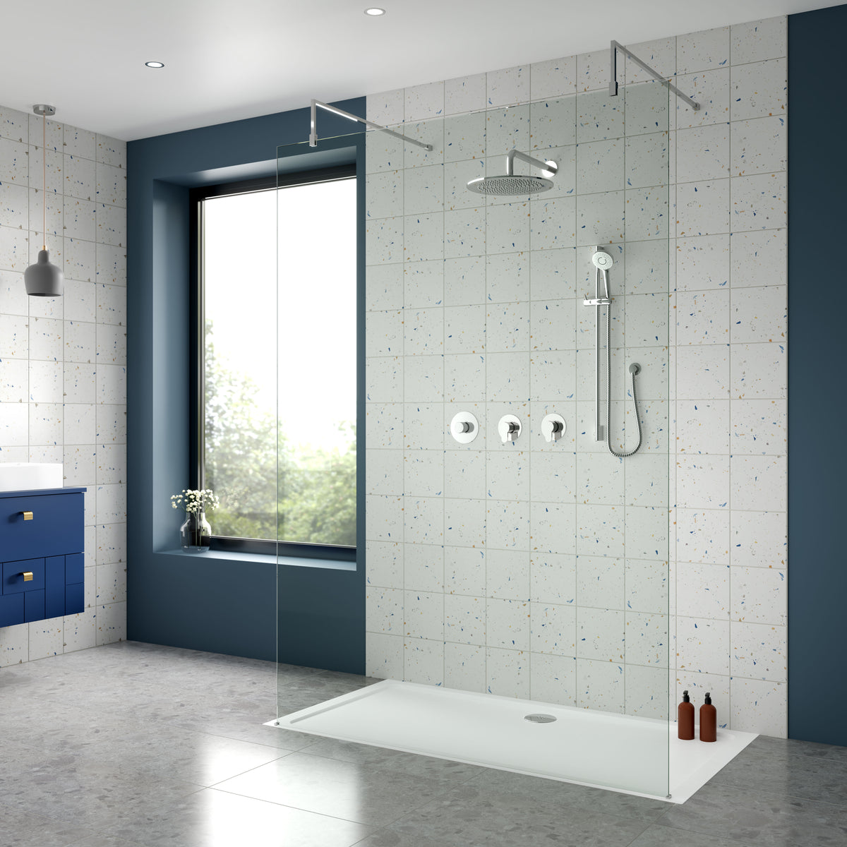 Modern Splash Chrome 2 Outlet Concealed Shower Valve With Stop Tap & Diverter