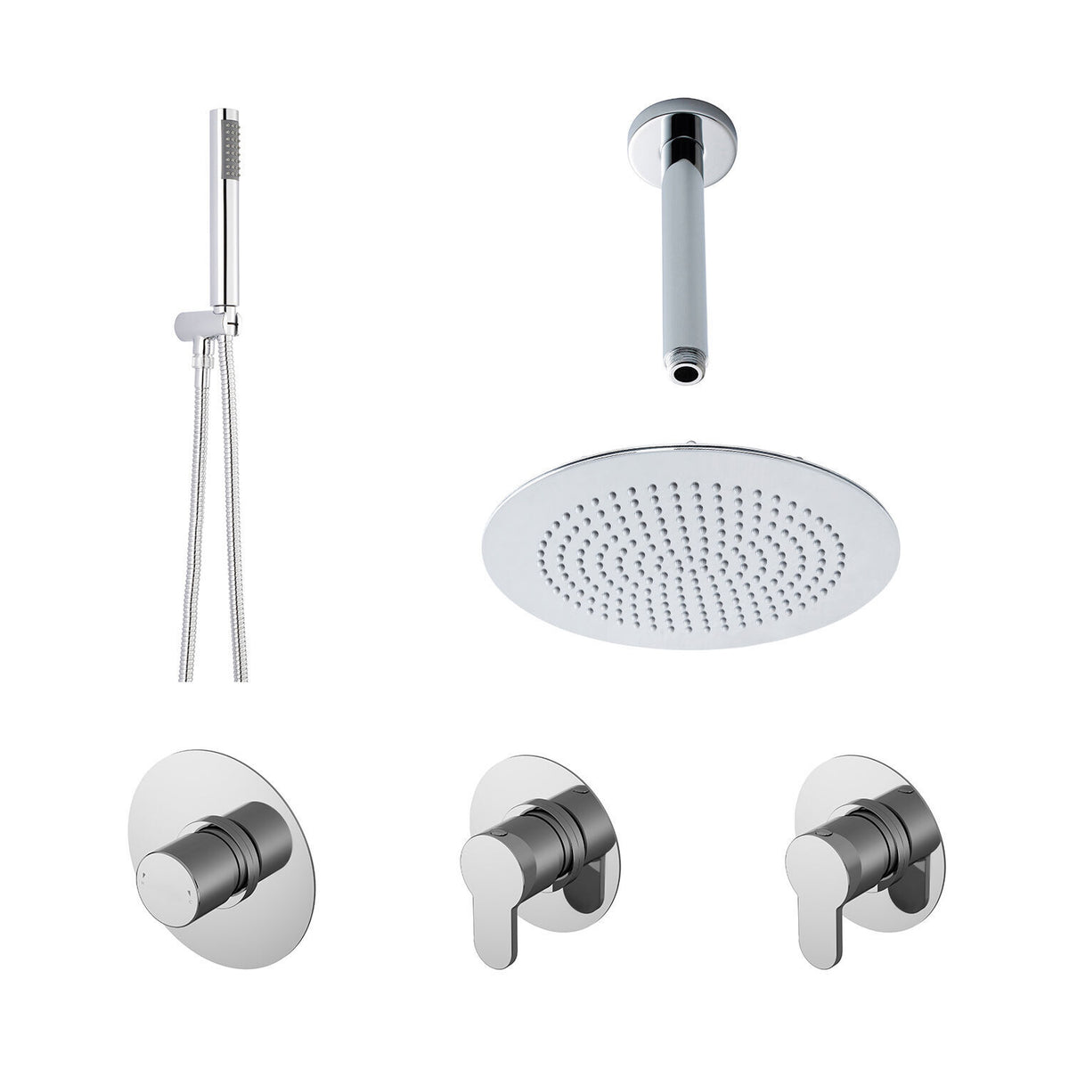 Modern Splash Chrome 2 Outlet Concealed Shower Valve With Stop Taps