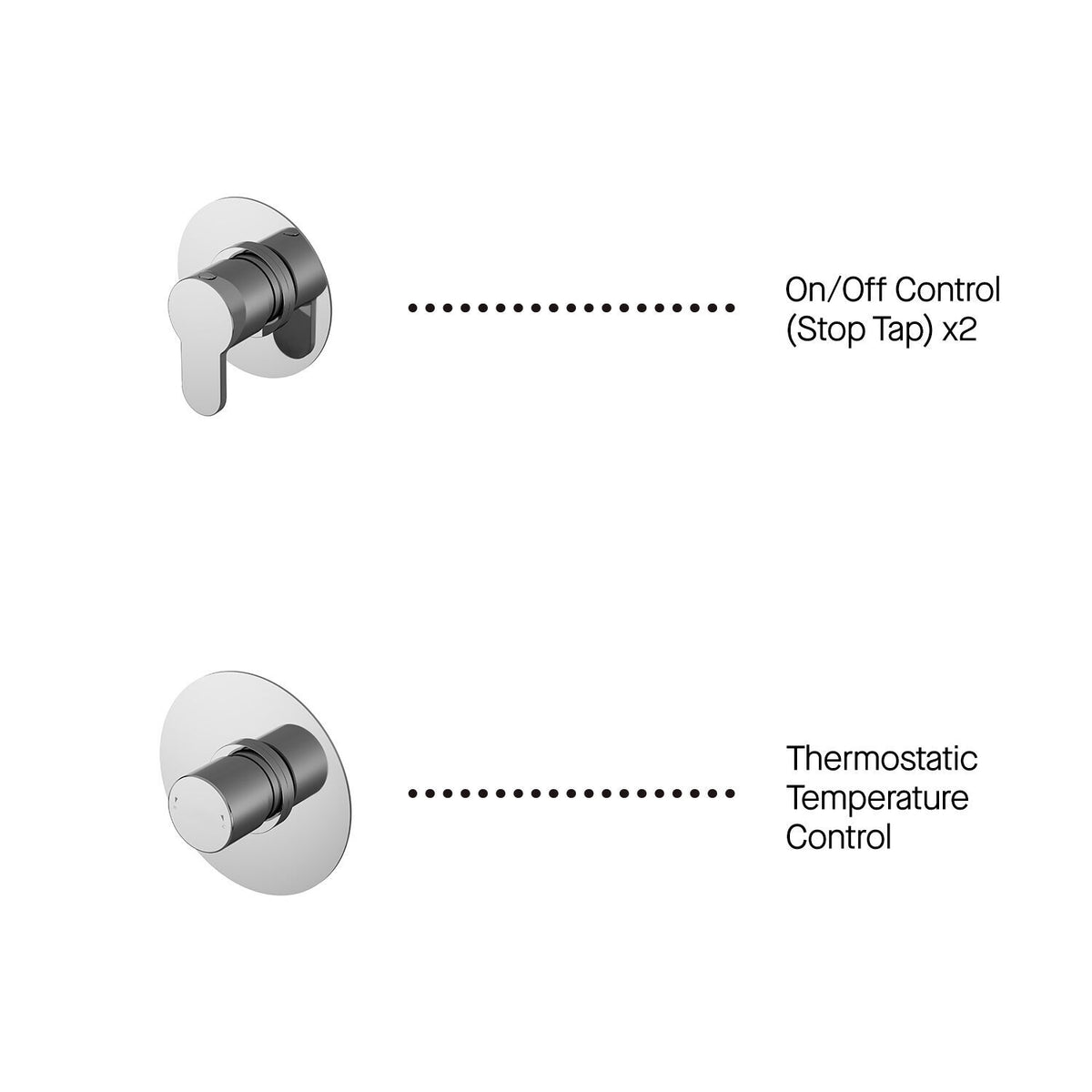 Modern Splash Chrome 2 Outlet Concealed Shower Valve With Stop Taps