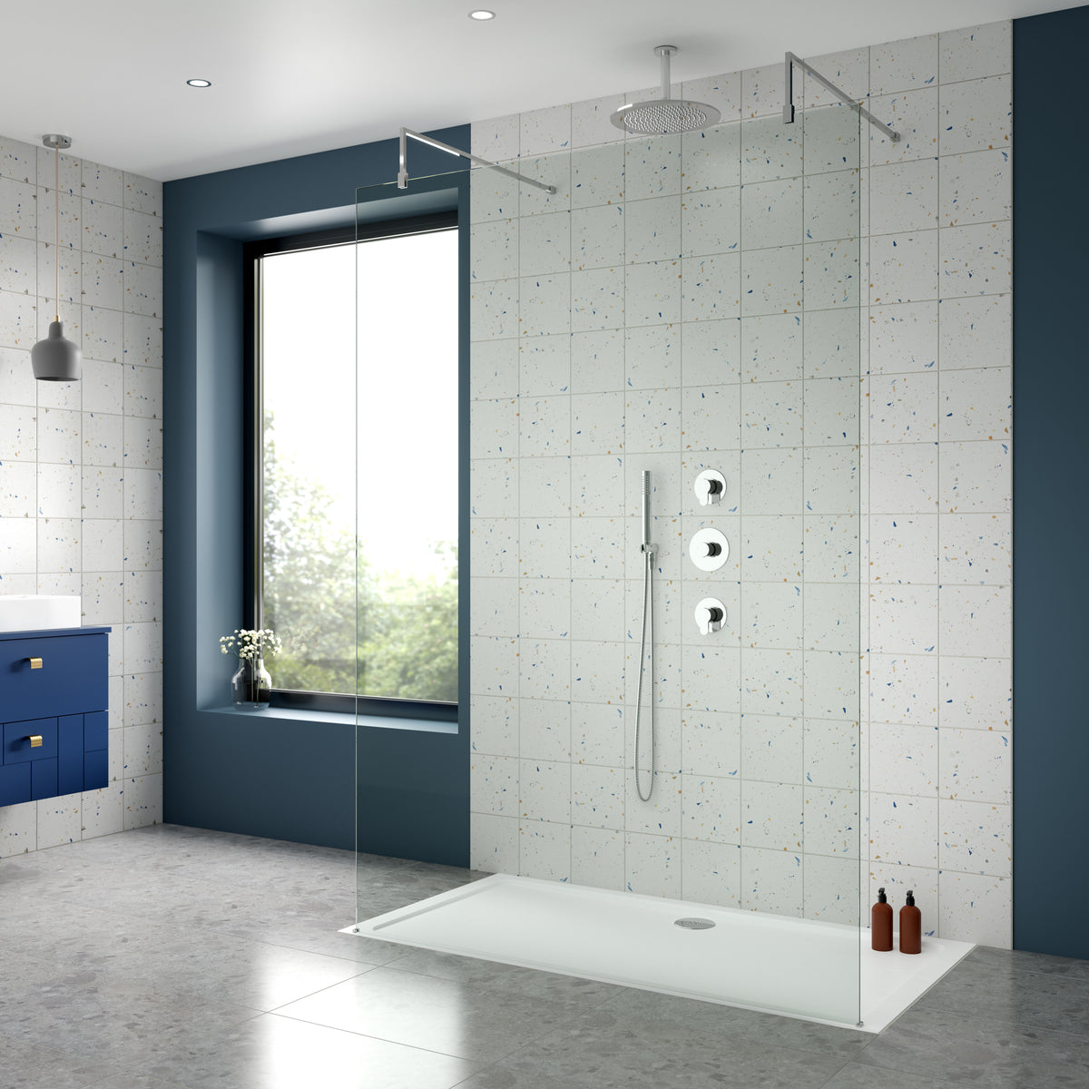 Modern Splash Chrome 2 Outlet Concealed Shower Valve With Stop Taps