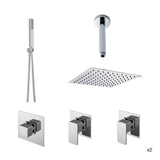 Modern Splash Chrome Modern Double Shower Bundle With Heads & Handsets