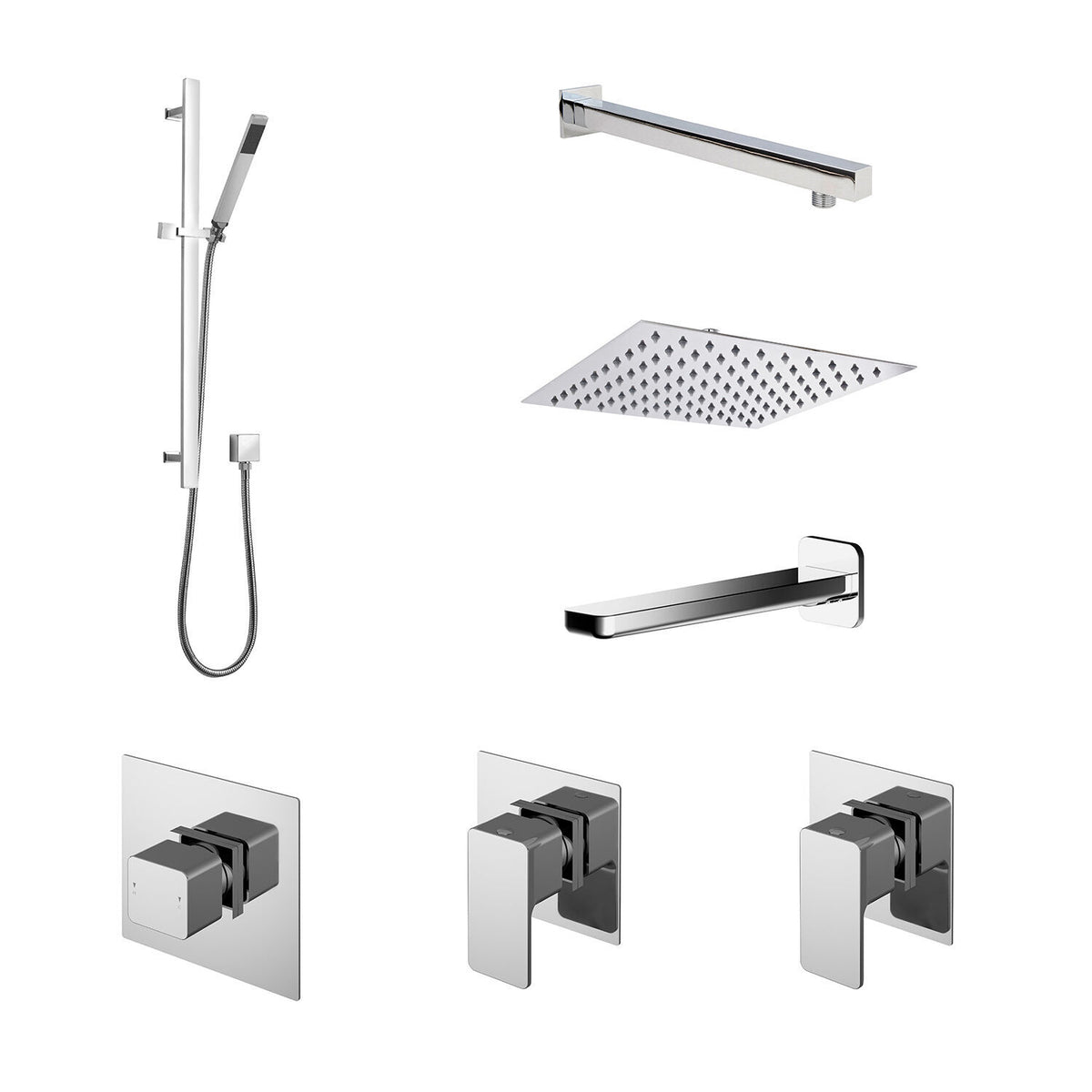 Modern Splash Chrome Concealed 3 Outlet  Shower Valve