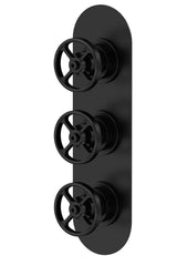 Modern Splash Matt Black Triple Shower Valve
