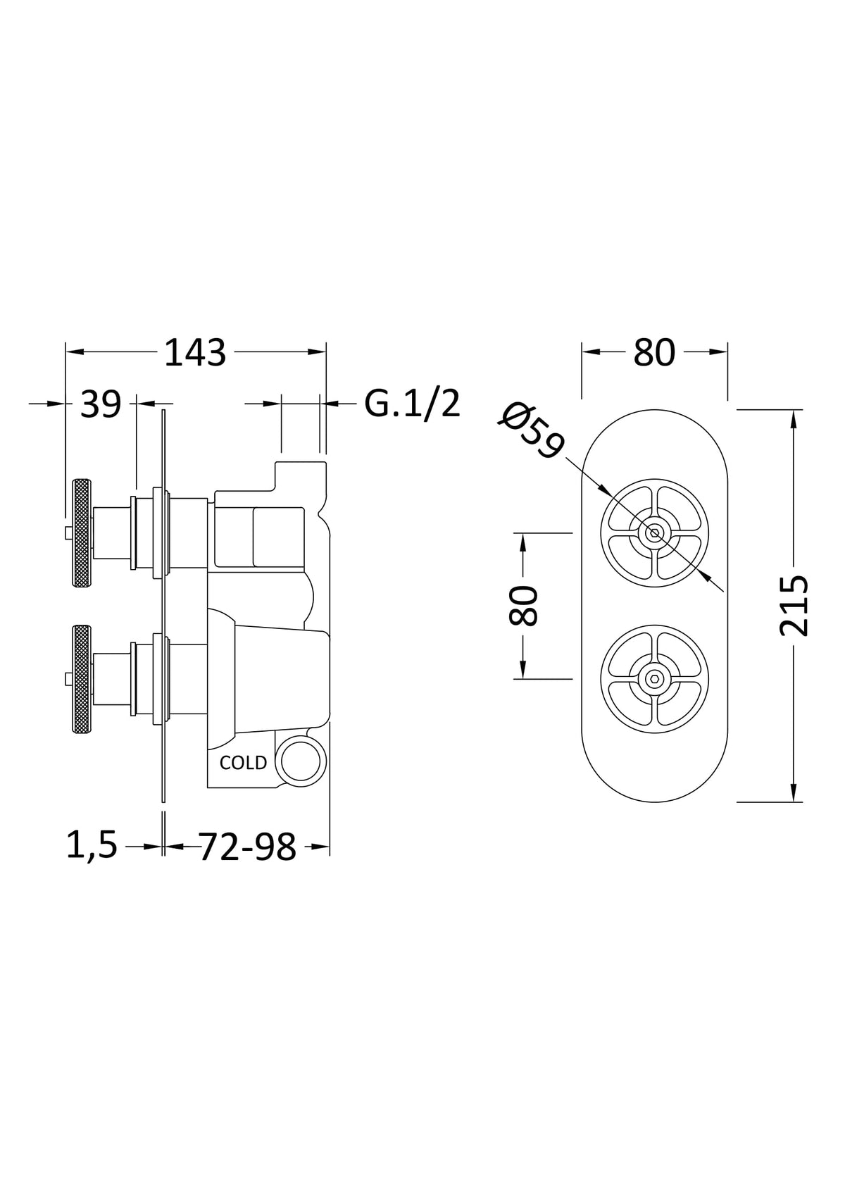 Modern Splash Brushed Brass Shower Valve