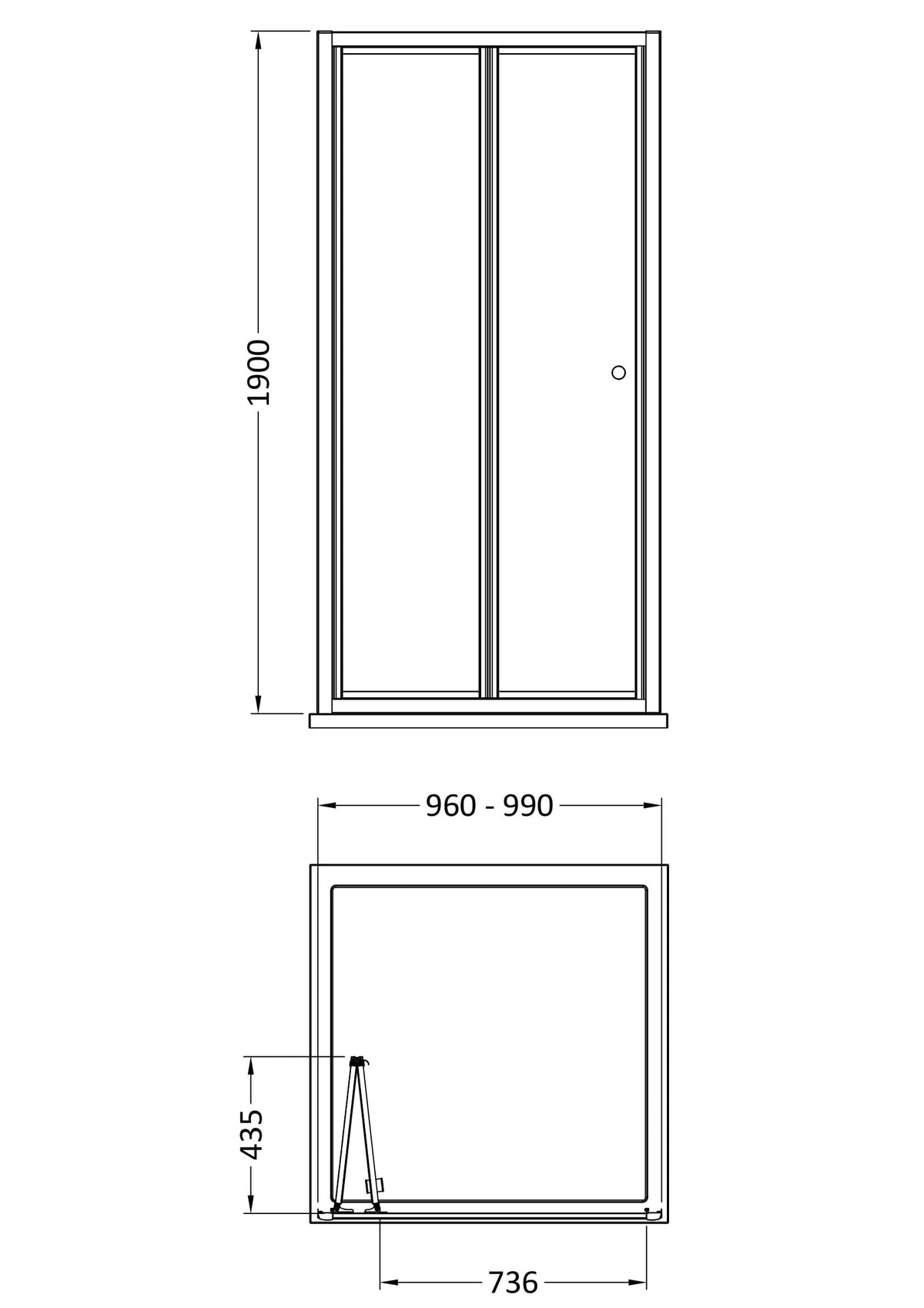Modern Splash 1000mm Chrome Bi-fold Shower Door
