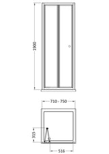 Modern Splash 760mm Matt Black Bi-fold Shower Door