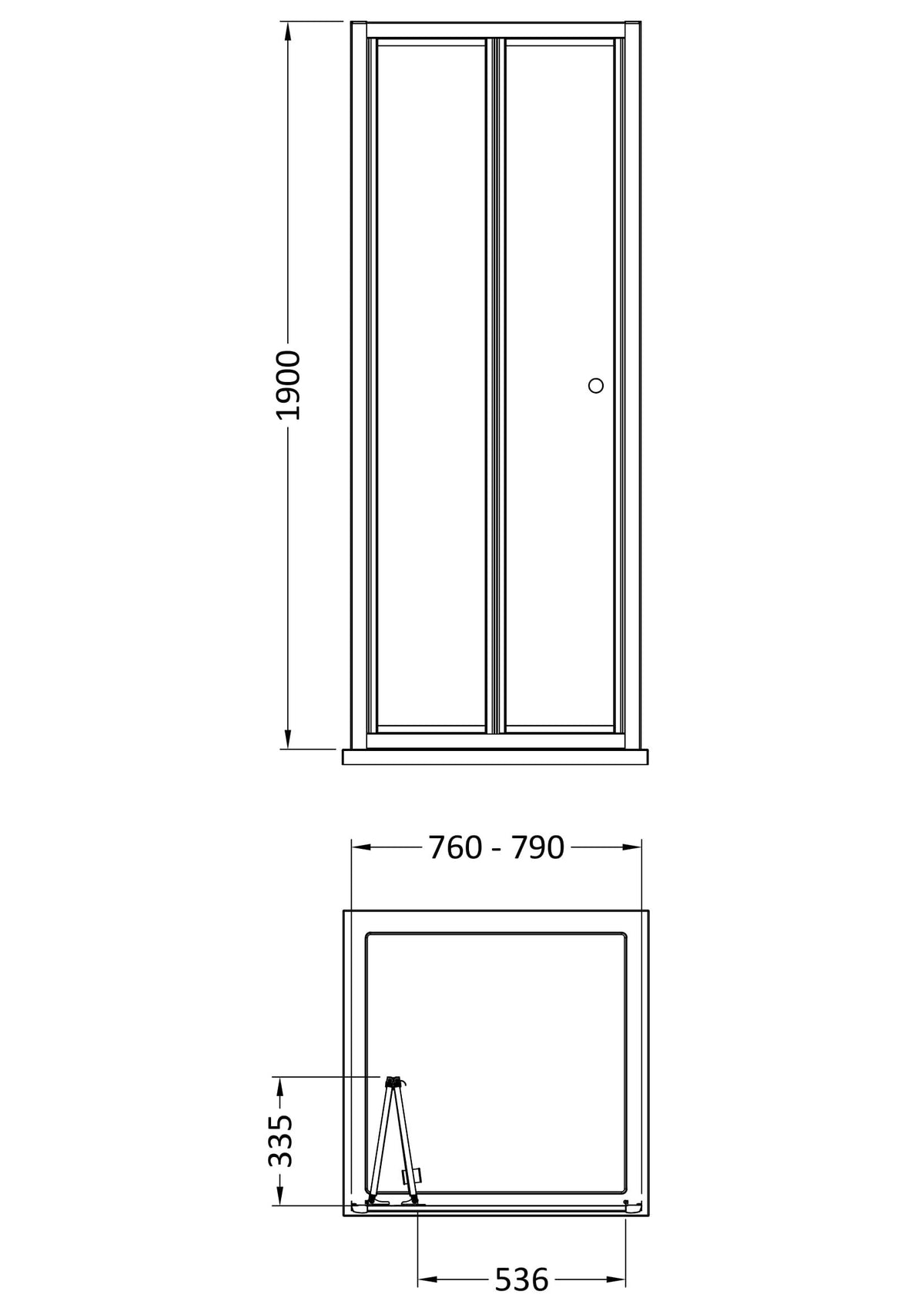 Modern Splash 800mm Matt Black Bi-fold Shower Door