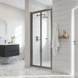 Modern Splash 800mm Brushed Pewter Framed  Bi-fold Shower Door