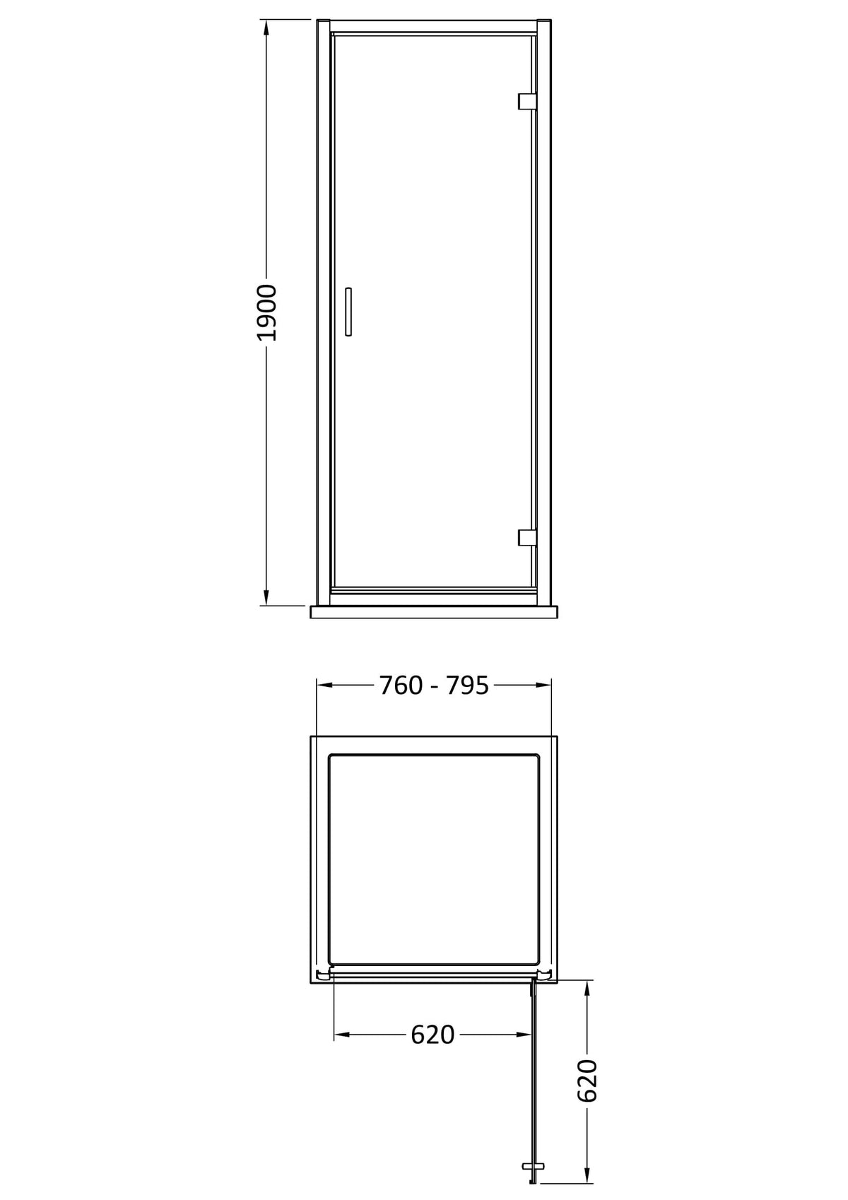 Modern Splash 800mm Brushed Brass Hinged Shower Door
