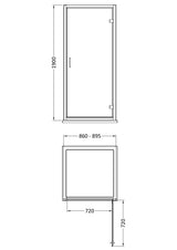 Modern Splash 900mm Brushed Pewter Semi-Frameless  Hinged Shower Door
