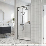 Modern Splash 900mm Brushed Pewter Semi-Frameless  Hinged Shower Door