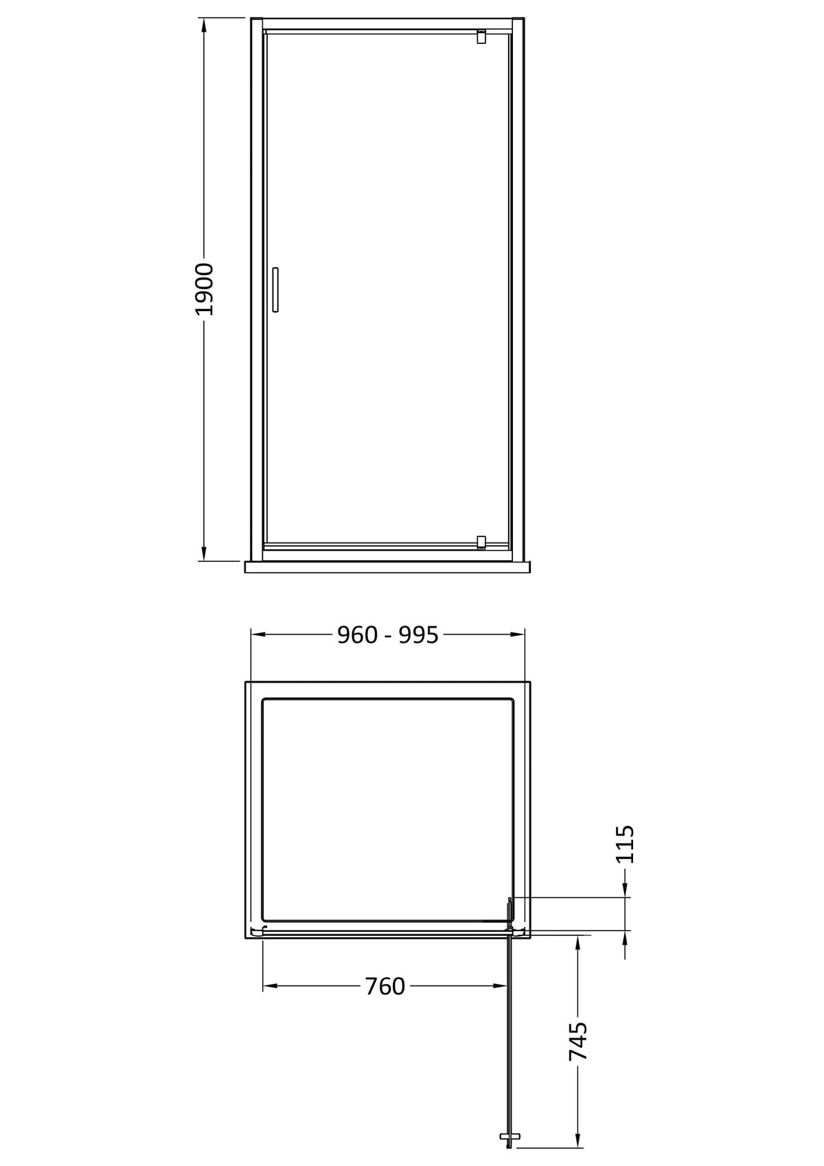 Modern Splash 1000mm Chrome Pivot Shower Door