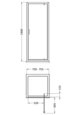 Modern Splash 760mm Brushed Pewter Framed  Pivot Shower Door