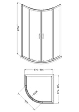 Modern Splash 1000mm Chrome Quadrant Shower Enclosure