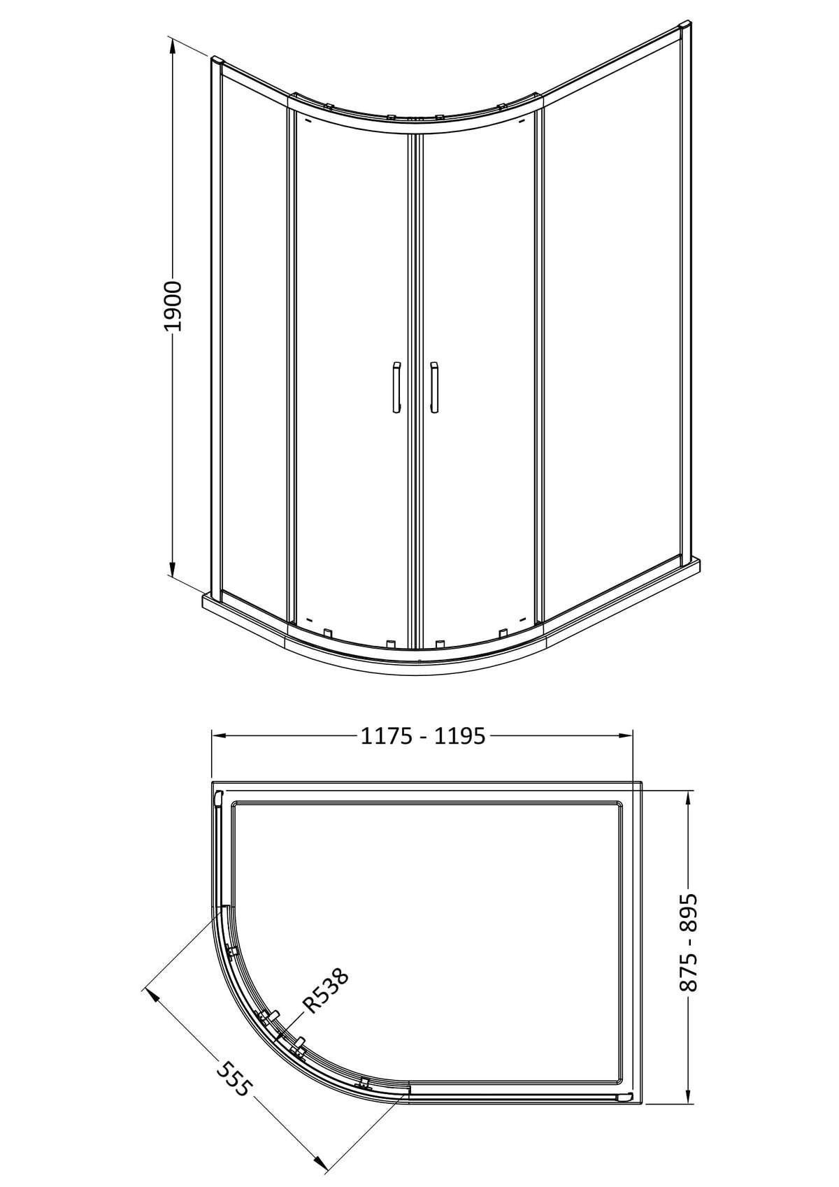 Modern Splash 1200mm Matt Black Offset Quadrant Shower Enclosure