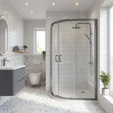 Modern Splash 1200mm Brushed Pewter Framed  Offset Shower Enclosure