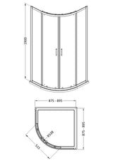 Modern Splash 900mm Brushed Pewter Framed  Shower Enclosure
