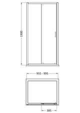 Modern Splash 990mm Brushed Pewter Framed  Sliding Shower Door