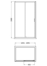 Modern Splash 1100mm Brushed Pewter Framed  Sliding Shower Door