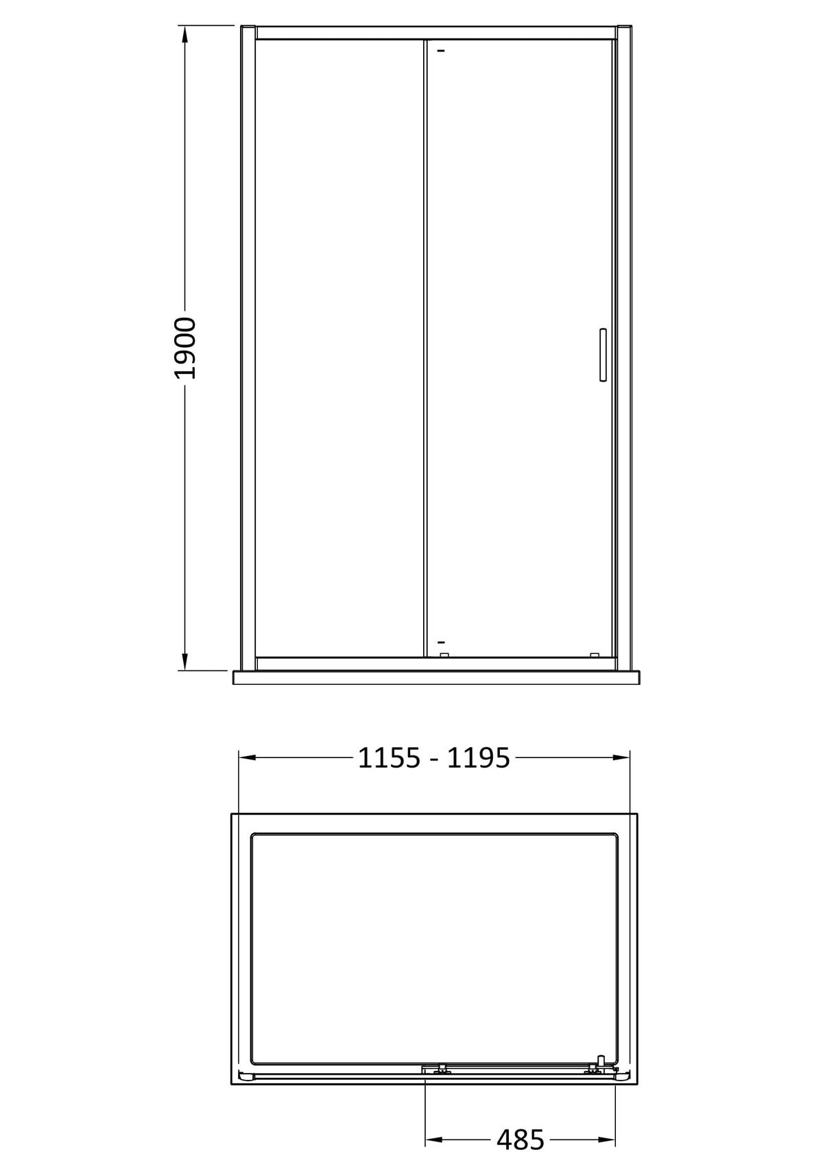 Modern Splash 1200mm Matt Black Sliding Shower Door