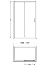 Modern Splash 1200mm Brushed Pewter Framed  Sliding Shower Door