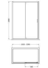 Modern Splash 1400mm Brushed Pewter Framed  Sliding Shower Door