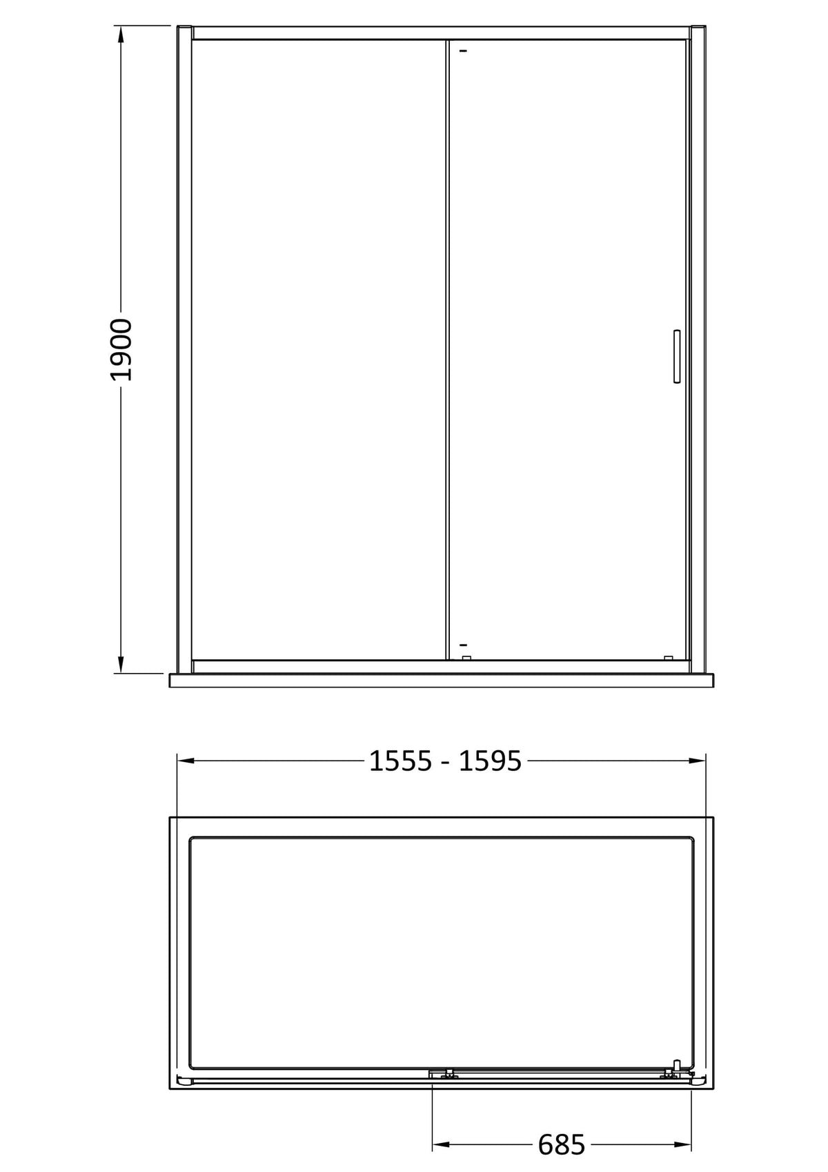 Modern Splash 1600mm Matt Black Sliding Shower Door