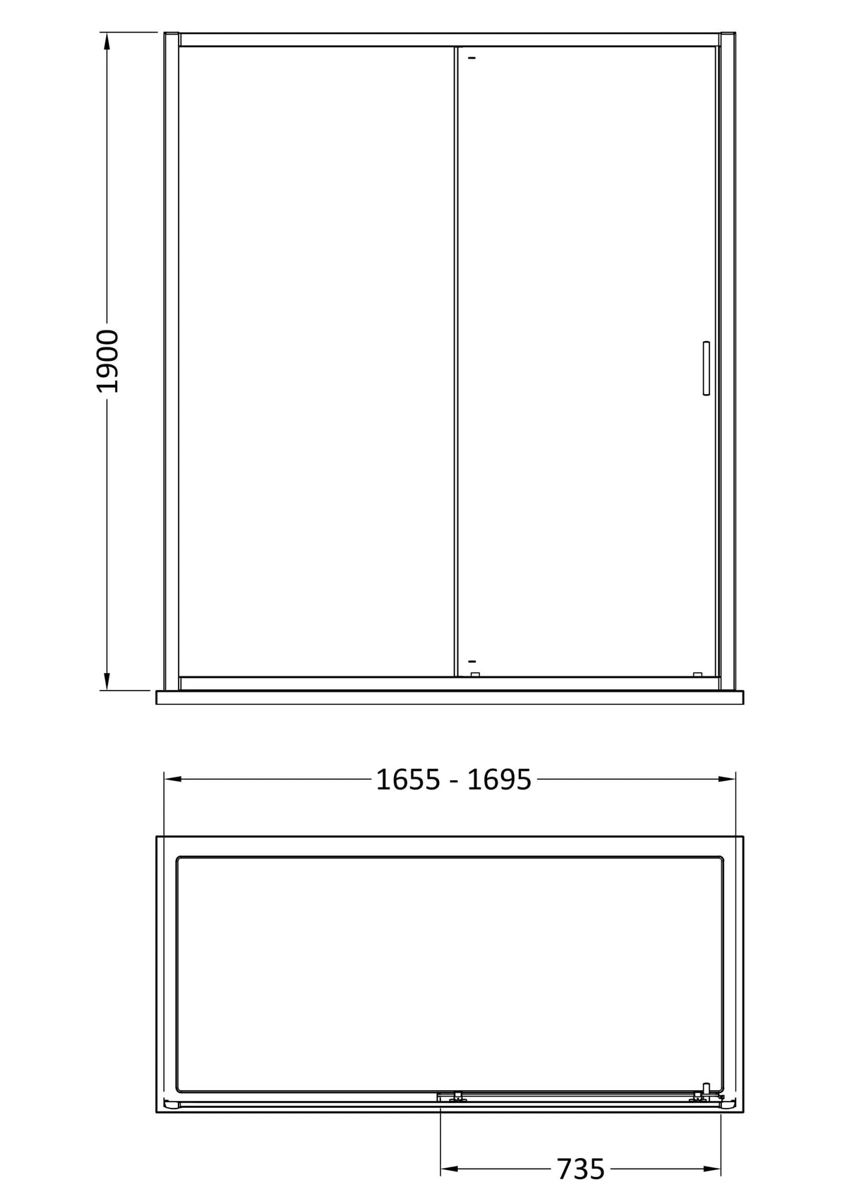 Modern Splash 1700mm Brushed Brass Sliding Shower Door