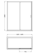 Modern Splash 1700mm Brushed Brass Sliding Shower Door