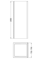 Modern Splash 760mm Brushed Pewter Semi-Frameless  Side Panel
