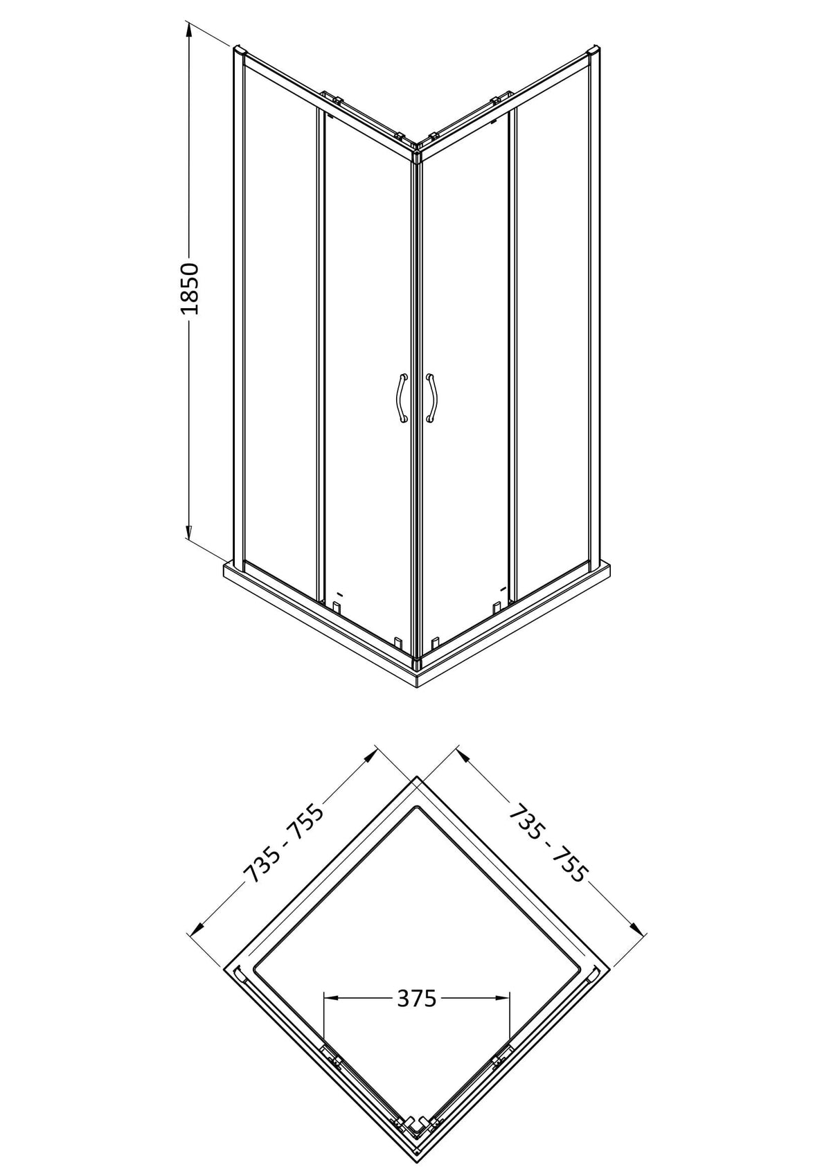 Modern Splash 760mm Chrome Shower Enclosure