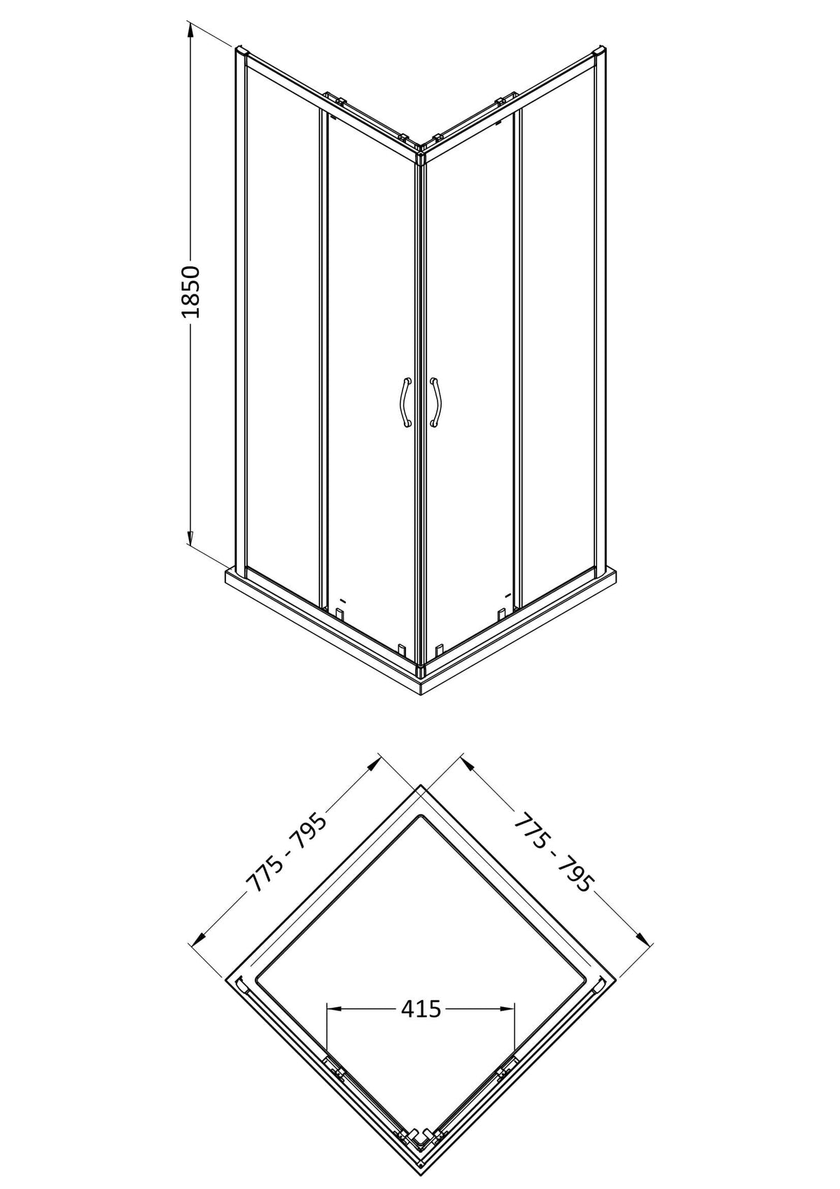 Modern Splash 800mm Chrome Shower Enclosure