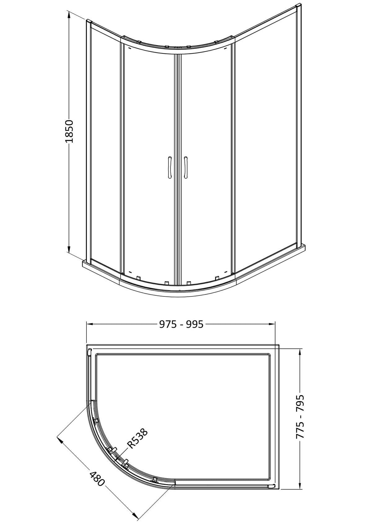 Modern Splash 1000 x 800mm Chrome Offset Quadrant Shower Enclosure