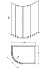 Modern Splash 1000 x 800mm Chrome Offset Quadrant Shower Enclosure