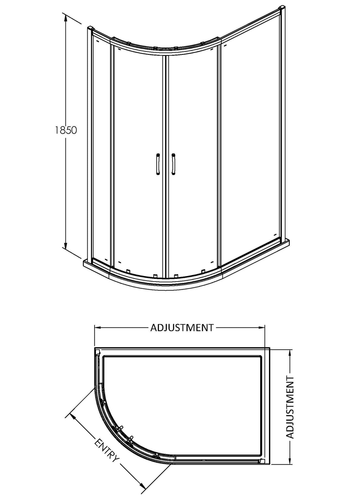 Modern Splash  1200 x 800mm Chrome Offset Quadrant Shower Enclosure